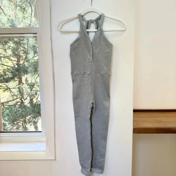 New Free People FP Movement Happiness Runs Henley Onesie One Piece Gray M/L - Picture 4 of 9